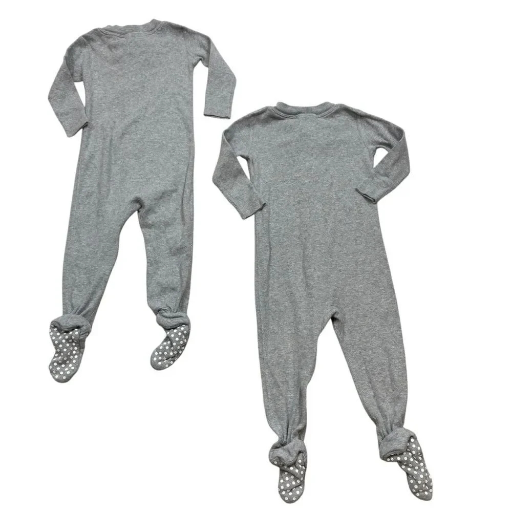 Lot of two Hanna Andersson Long Sleeve Footed Pajamas‎ Grey Size 6-12 Months